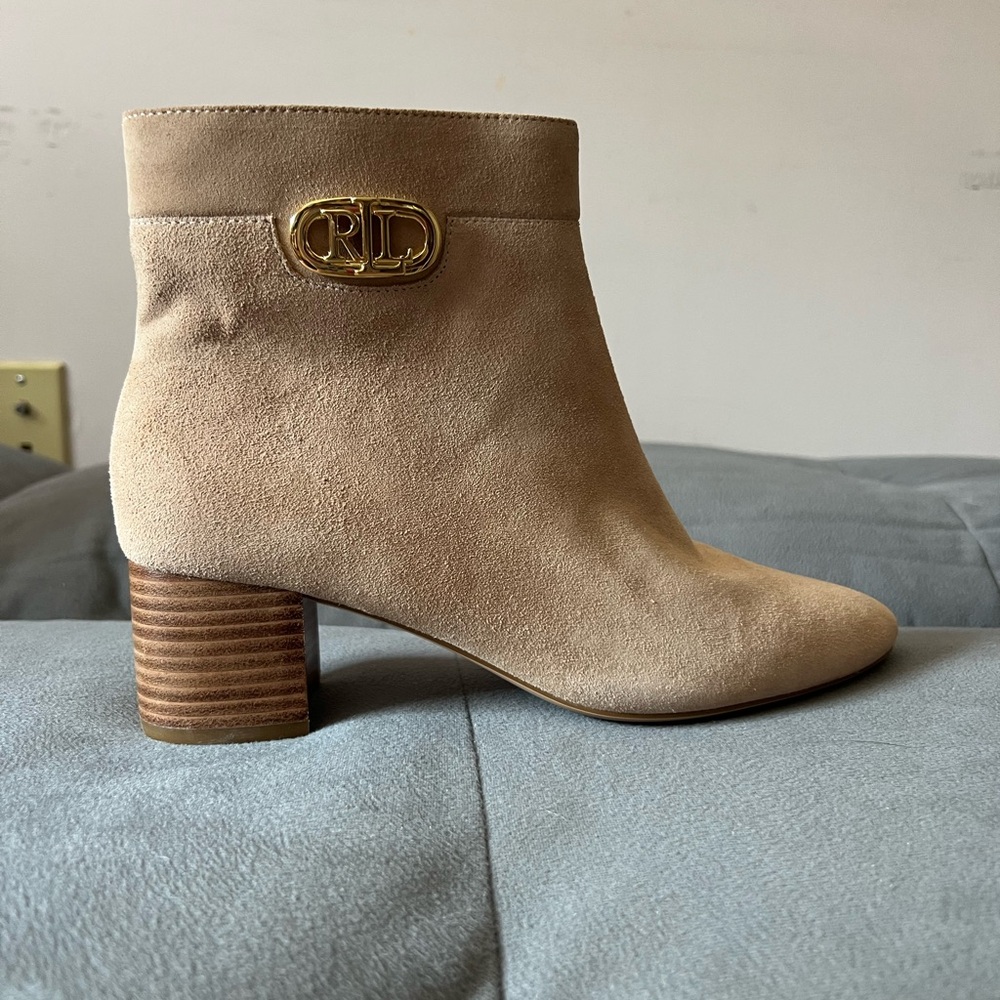 Lauren by Ralph Lauren Beige Suede Ankle Booties